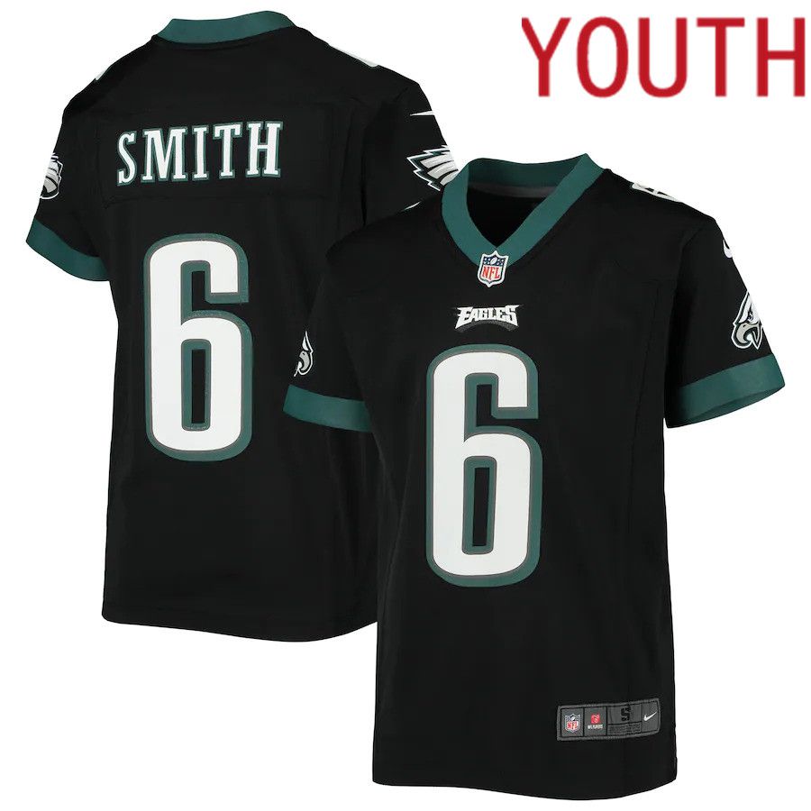 Youth Philadelphia Eagles #6 DeVonta Smith Nike Black Alternate Game NF Jersey